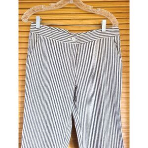 Amour Vert Striped Tailored Pants LARGE Travel Tomato Girl‎ Tapered Minimalist L